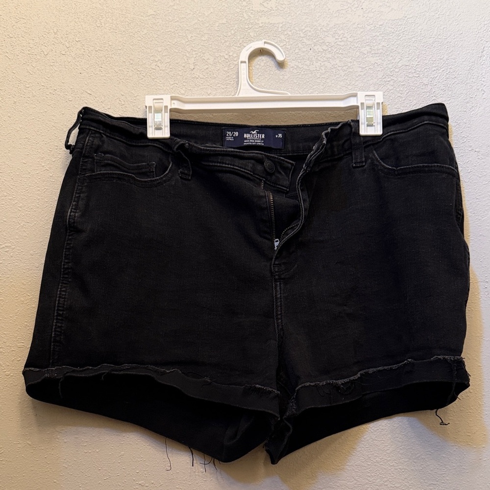 Hollister Black Raw-Hem High-Rise Denim Shorts